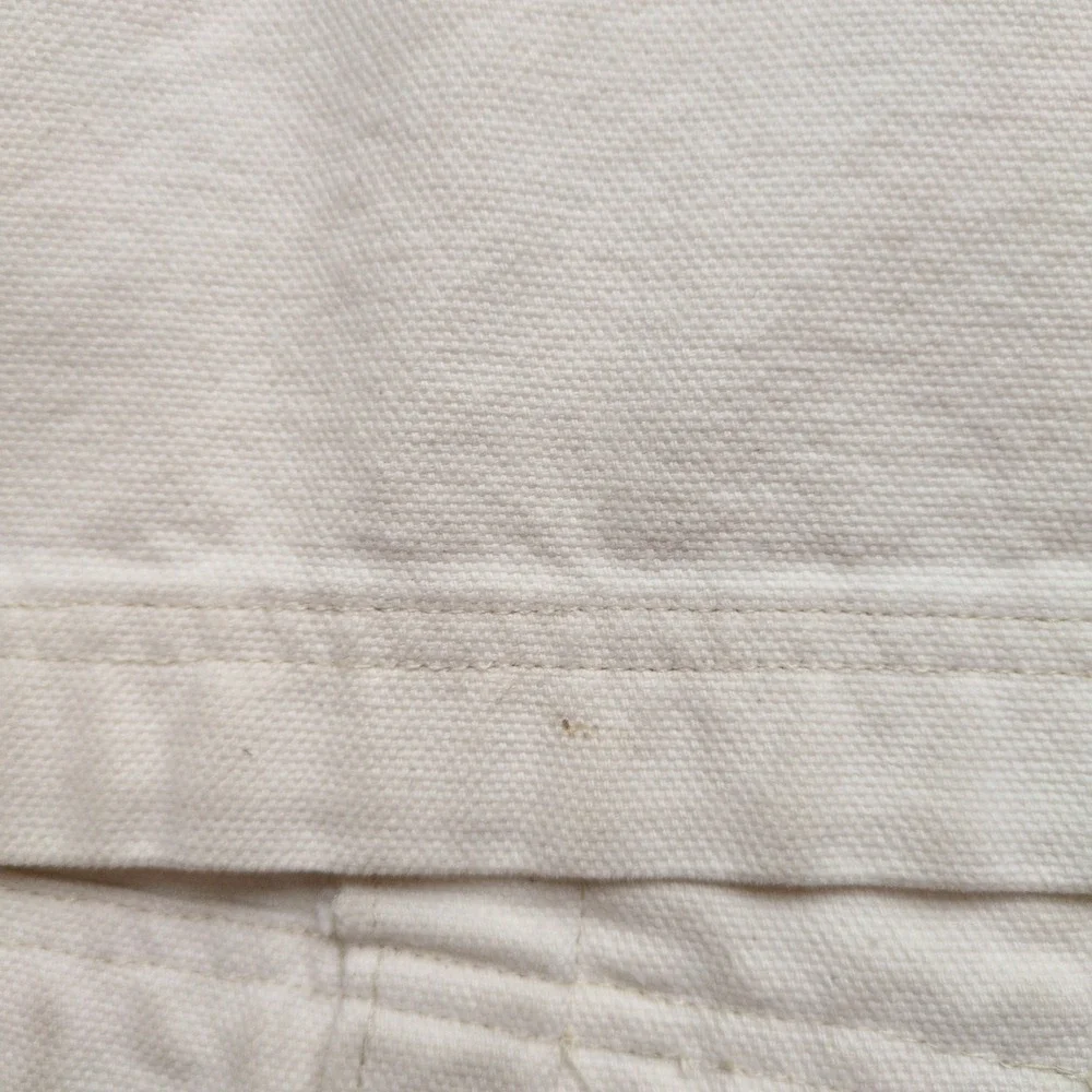 Vtg 90s Ruff Hewn Barn Chore Jacket White Canvas Corduroy Collar Workwear Large